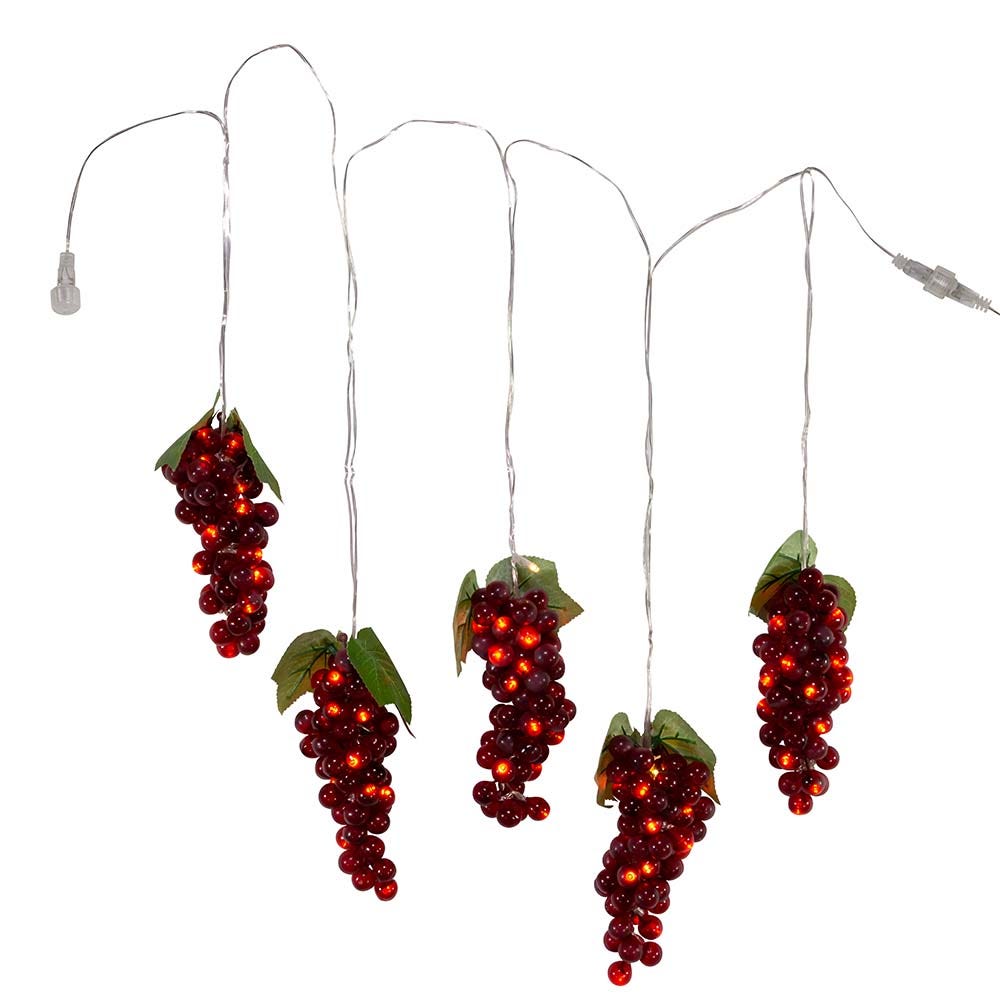 Kurt Adler 100-Light Burgundy LED Grape Light Set with 5 Grape Bunches